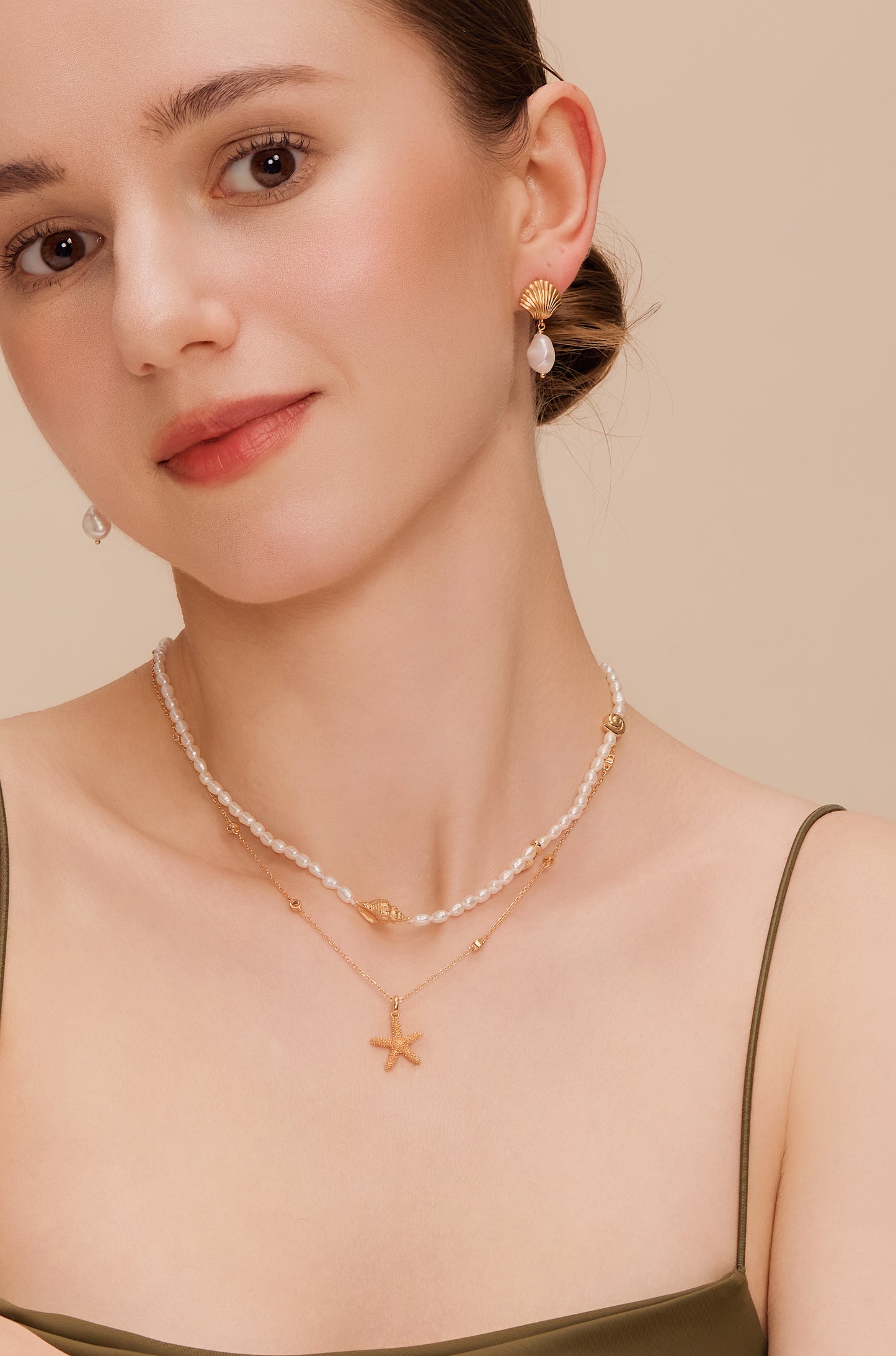 「Ocean Waltz」Natural Freshwater Pearl Mini Charm Necklace