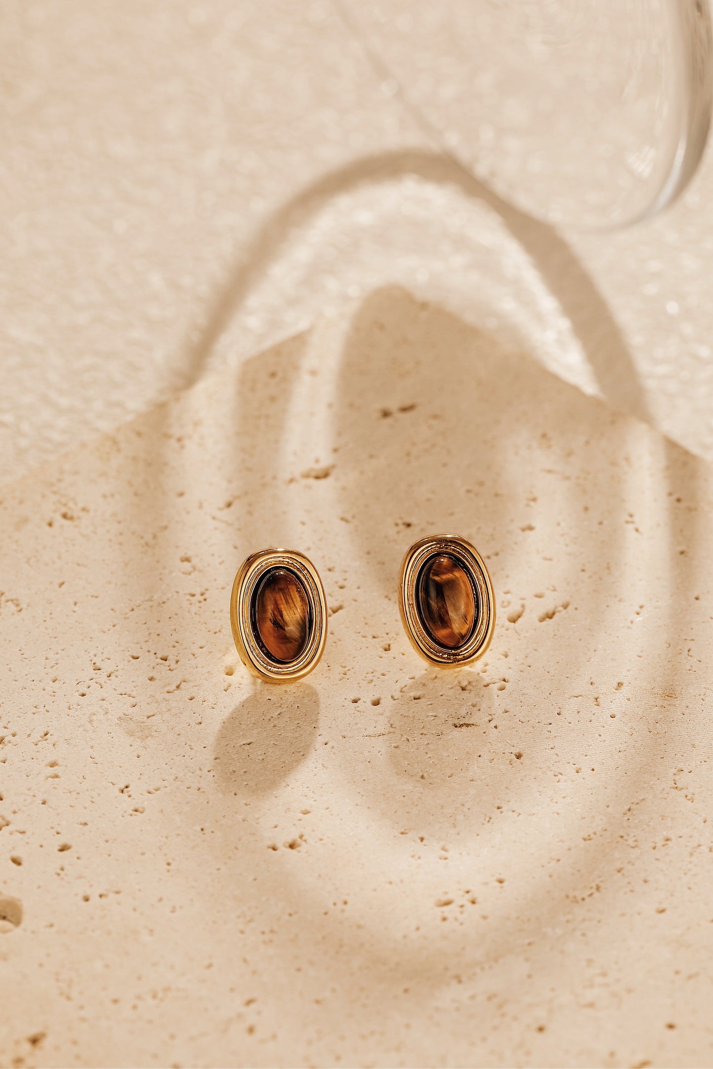 「Halo」Tiger Eye Stone Stud Earrings