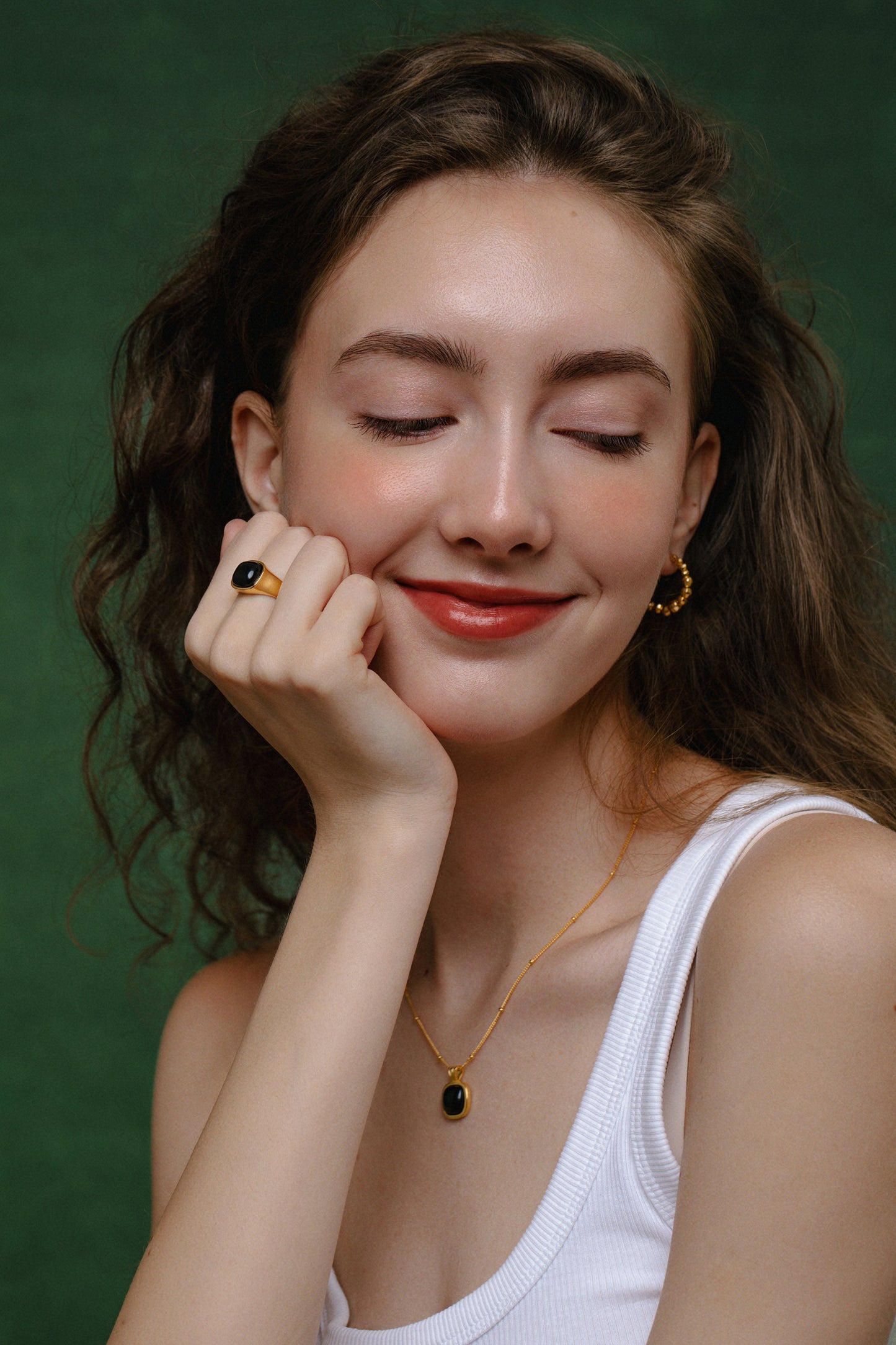 「Nocturne」Black Onyx Square Necklace