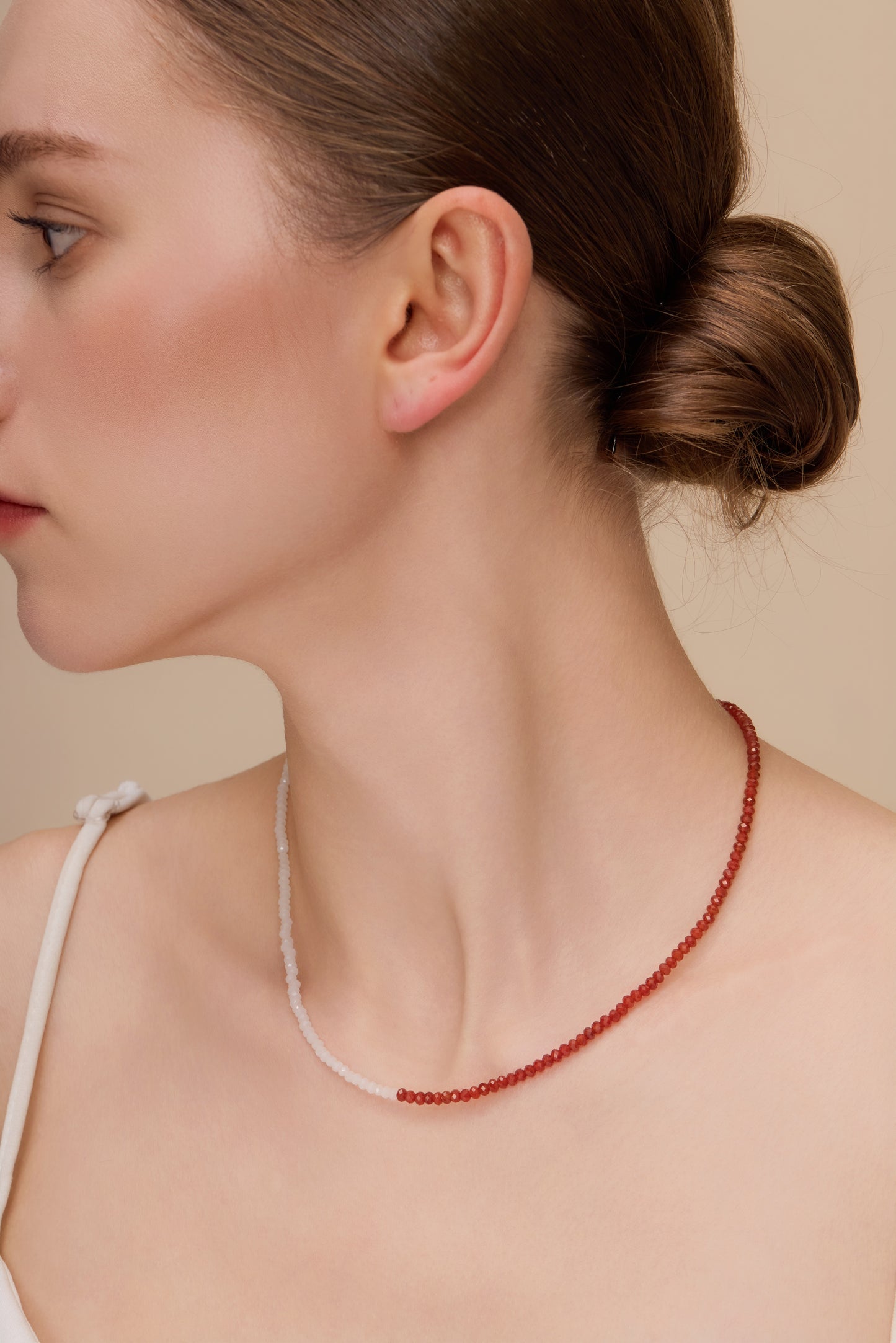 「Lucky」Mini Red Agate Gemstone Beaded Necklace