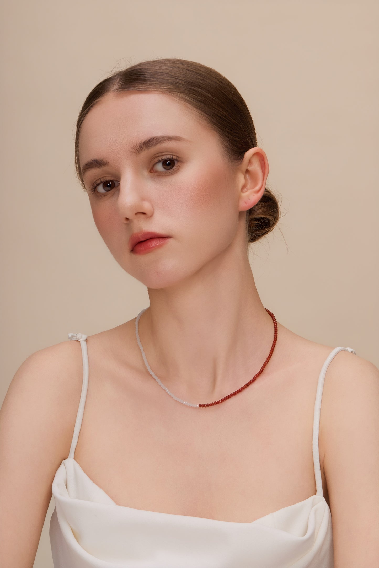 「Lucky」Mini Red Agate Gemstone Beaded Necklace