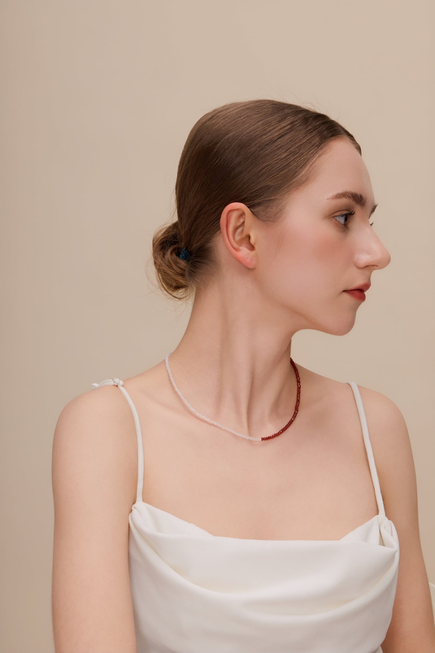 「Lucky」Mini Red Agate Gemstone Beaded Necklace