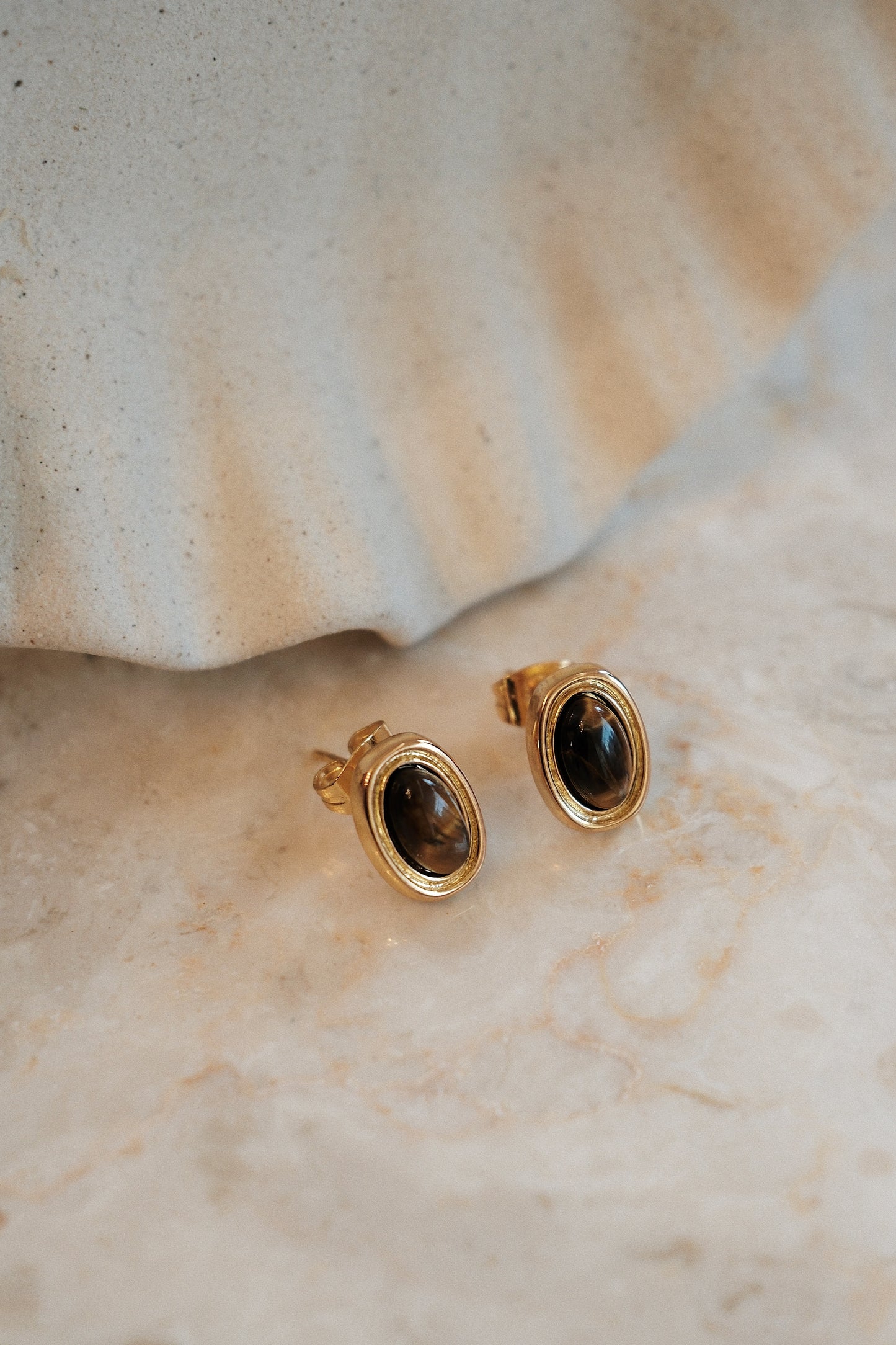 「Halo」Tiger Eye Stone Stud Earrings