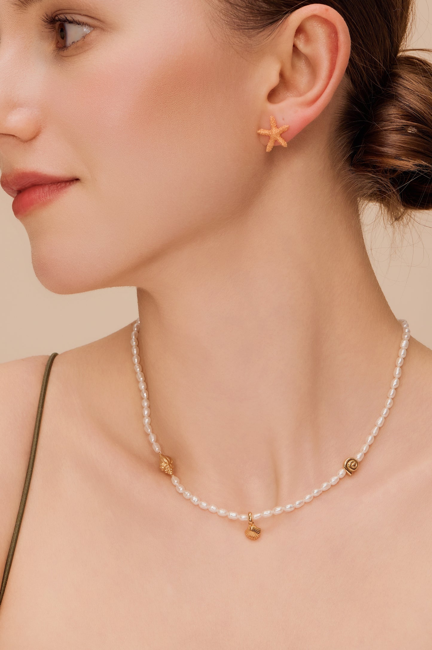 「Ocean Waltz」Natural Freshwater Pearl Mini Charm Necklace