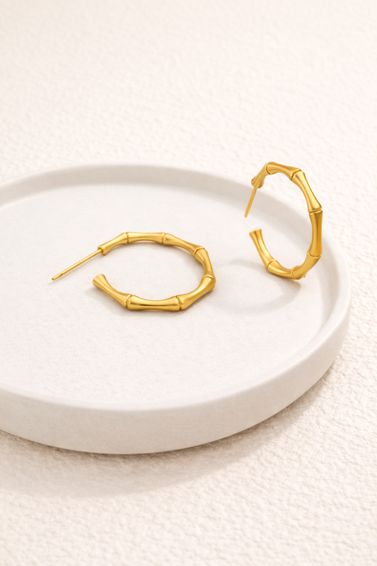 「Bamboo Hoop」 Matte Large Earrings