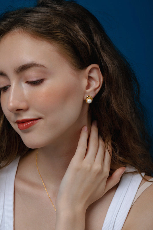 「Elysian」Freshwater Pearl  Stud Earrings