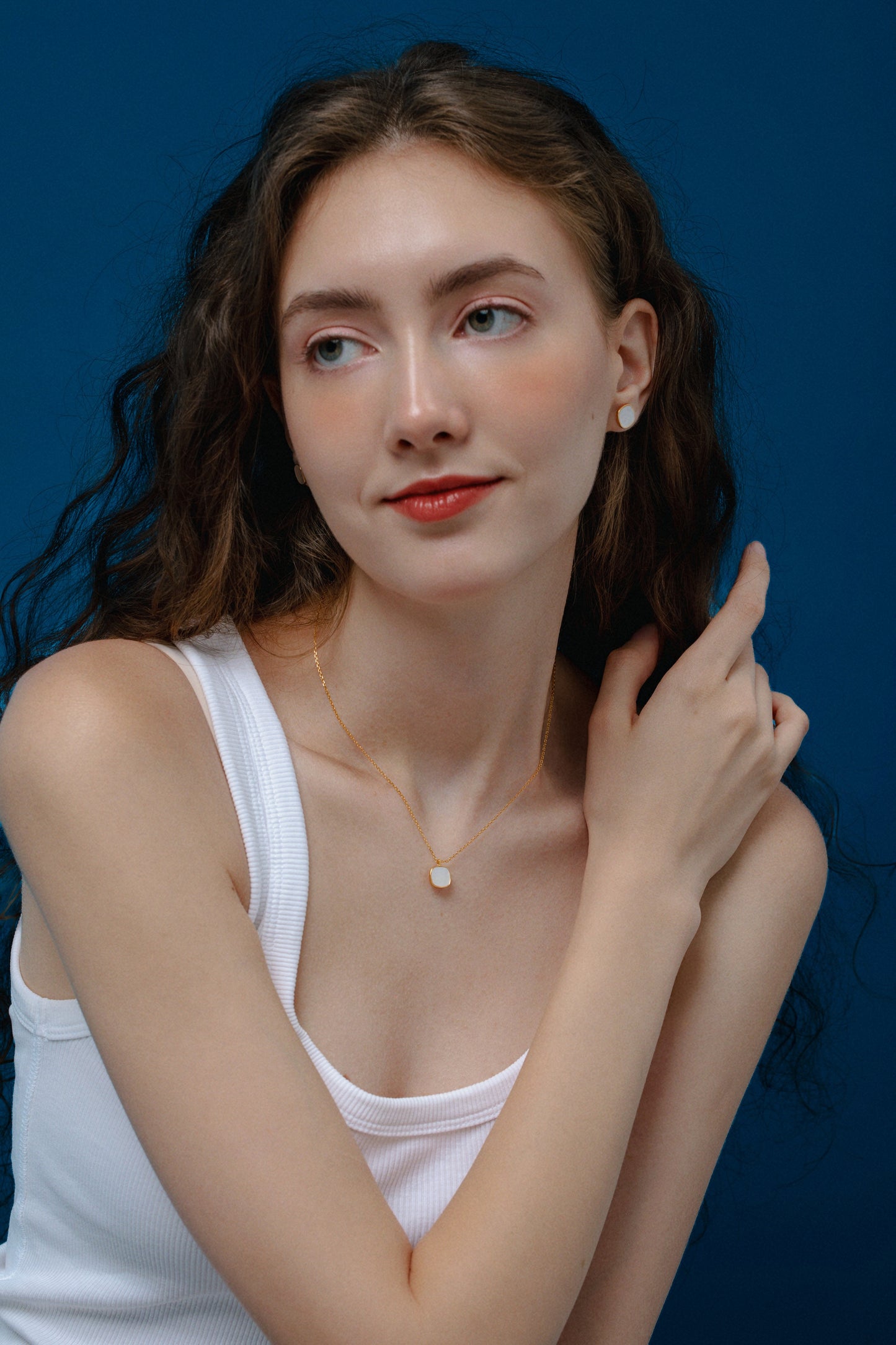 「Moonlight」 Mother-of-Pearl Stud Earrings