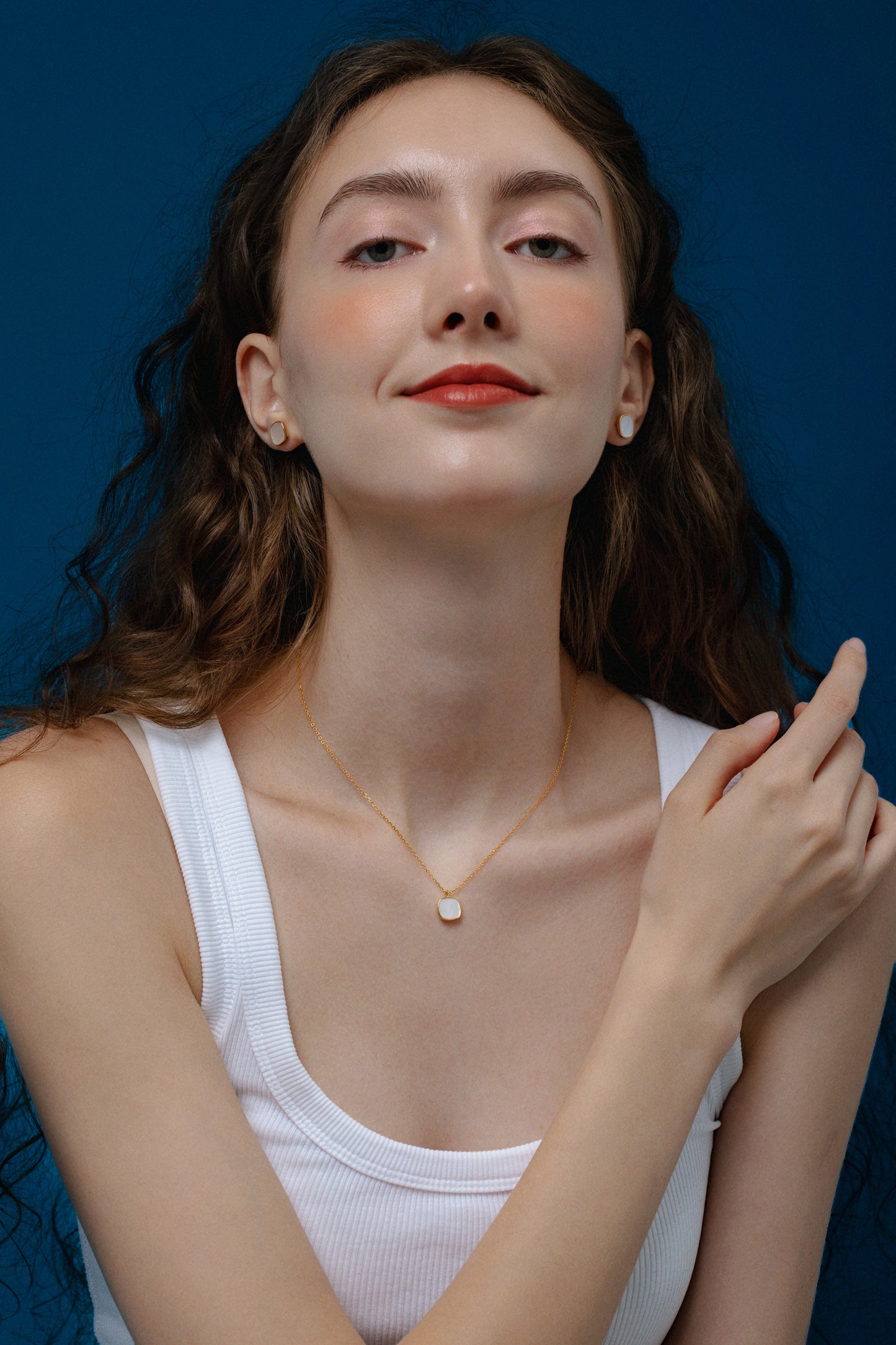 「Moonlight」 Mother-of-Pearl Stud Earrings