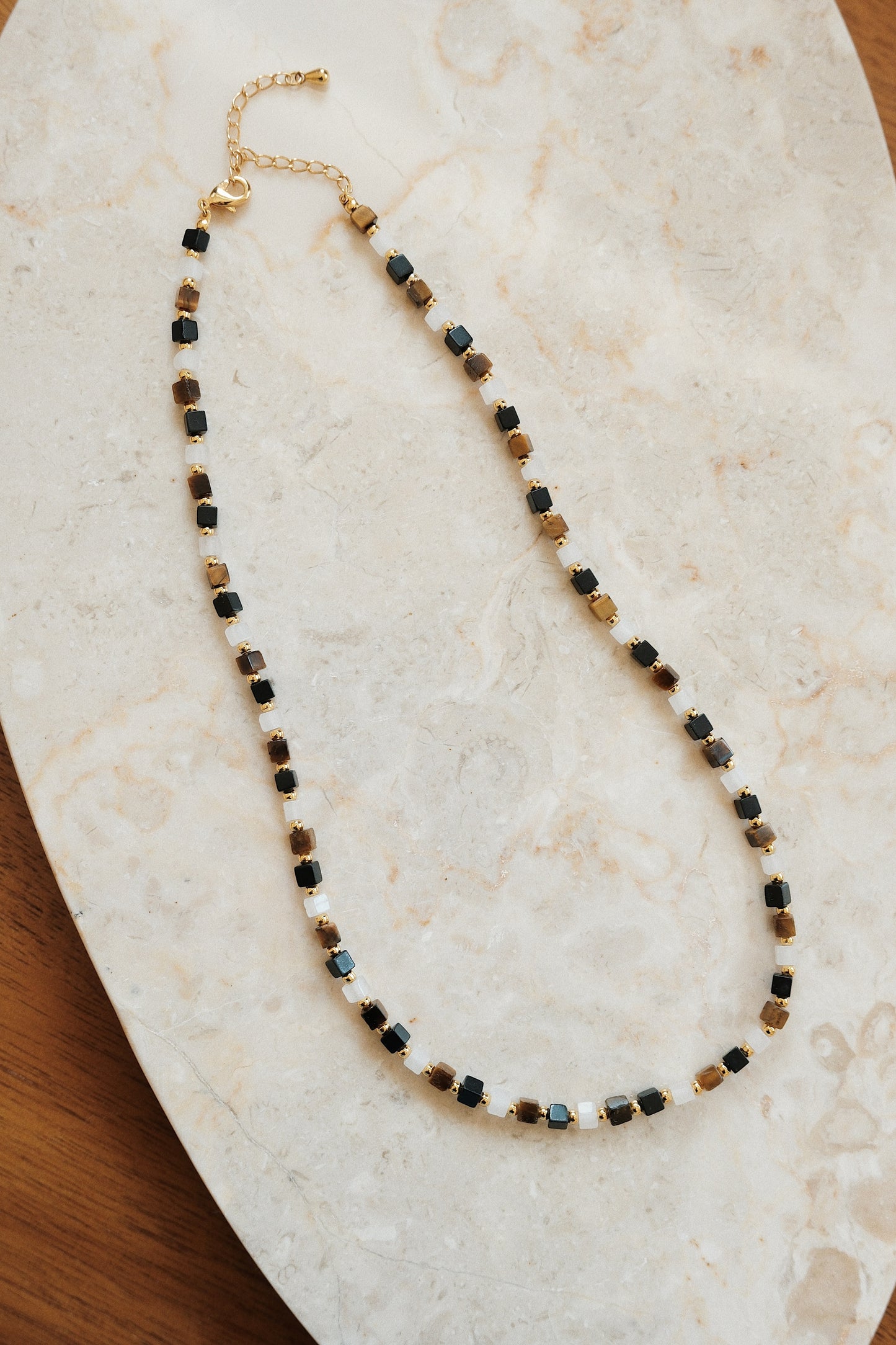 「Marble」Natural Square Gemstone Necklace