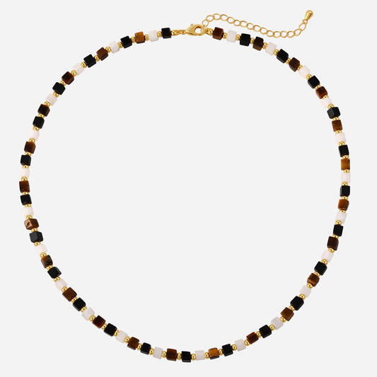 「Marble」Natural Square Gemstone Necklace