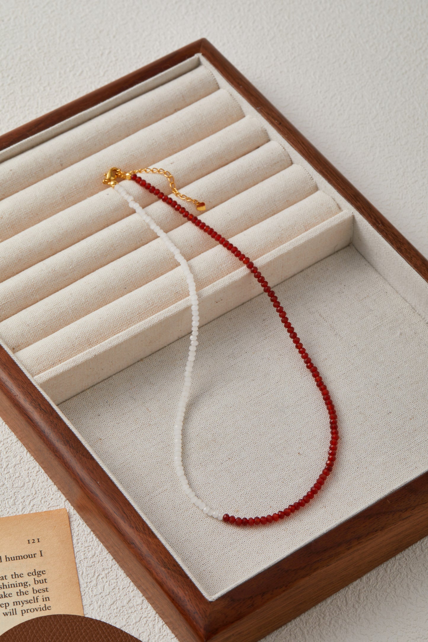 「Lucky」Mini Red Agate Gemstone Beaded Necklace