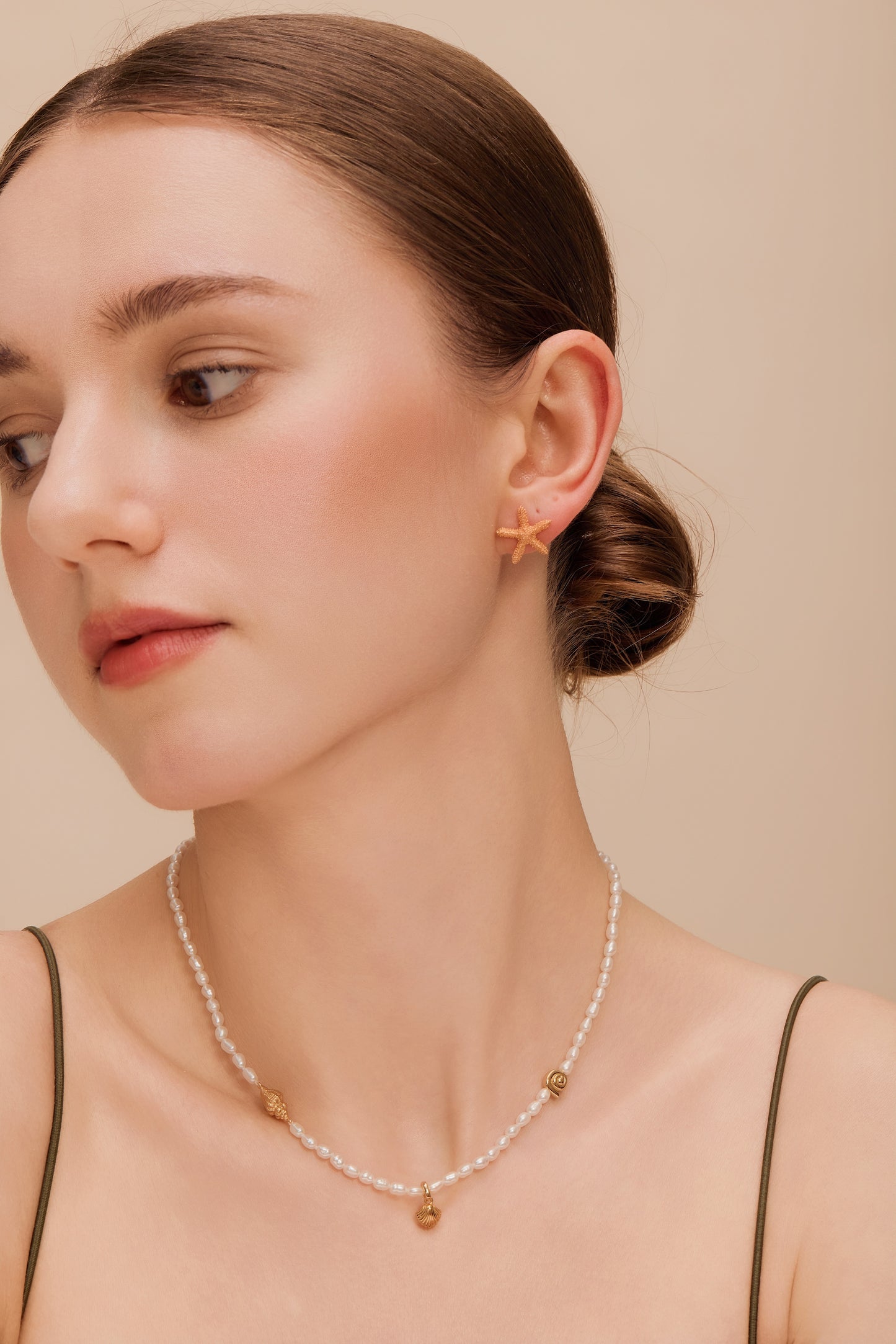「Ocean Waltz」Natural Freshwater Pearl Mini Charm Necklace