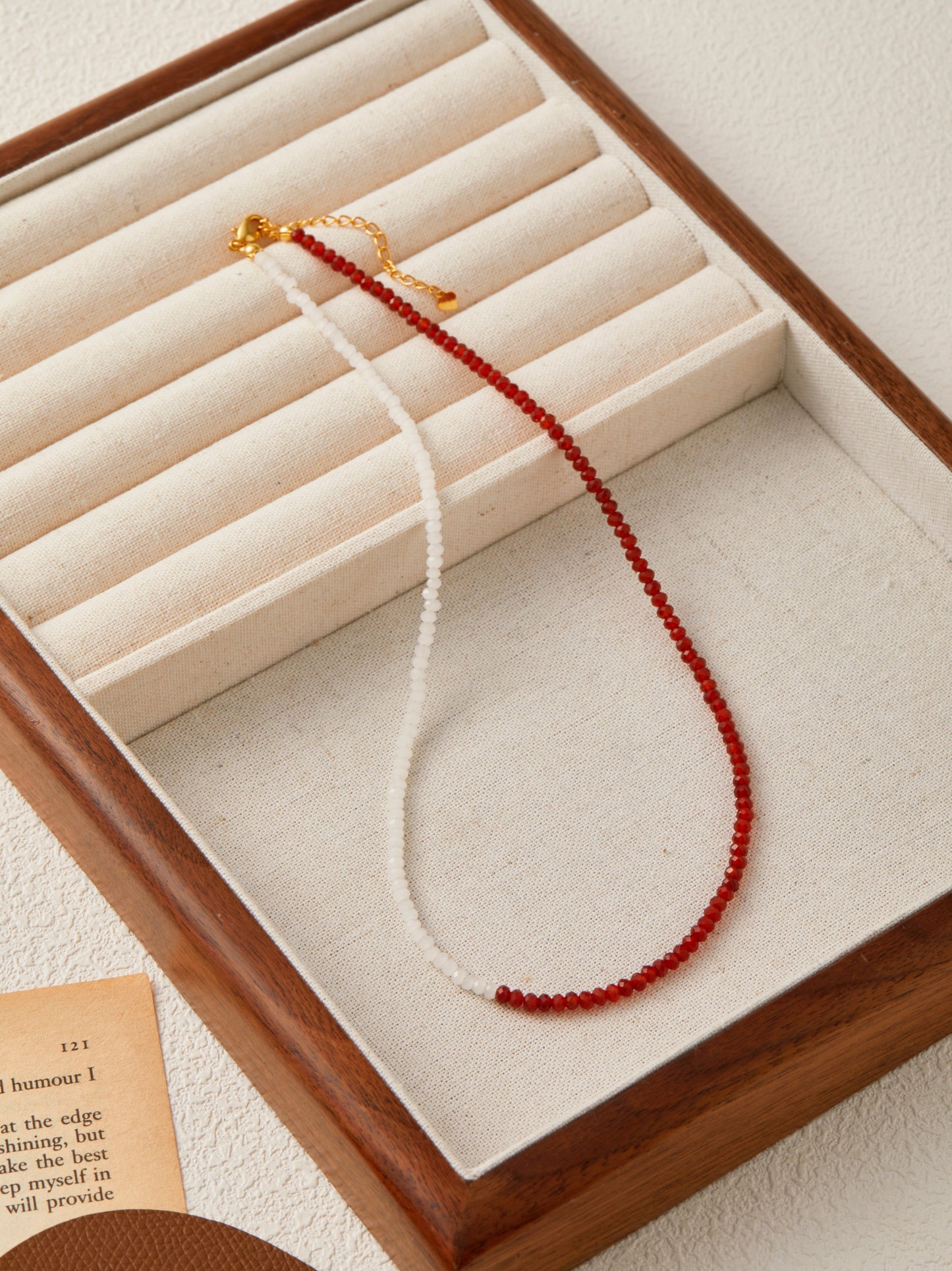 「Lucky」Mini Red Agate Gemstone Beaded Necklace