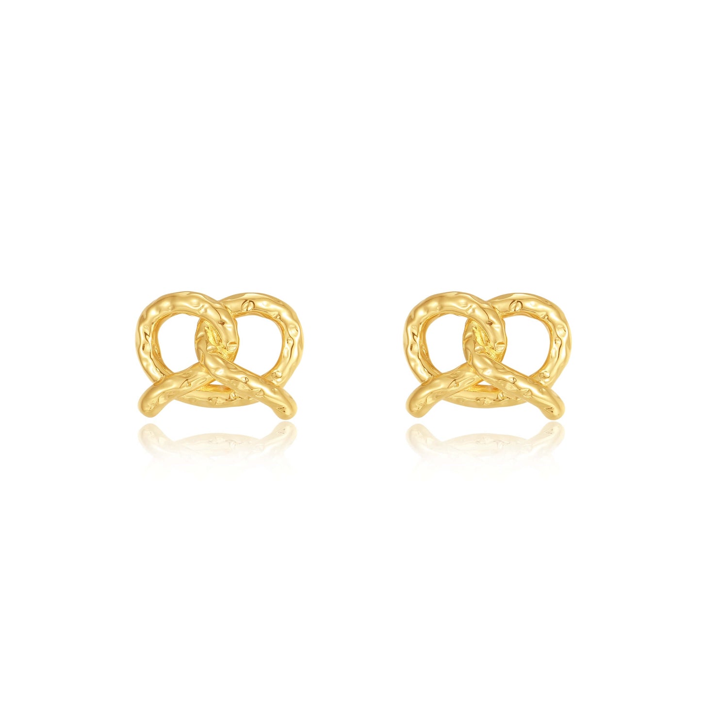 SUIHE Jewelry 'Pretzel' Stud Earrings in 18k Gold Vermeil, elegant design, sterling silver base, luxurious golden finish.