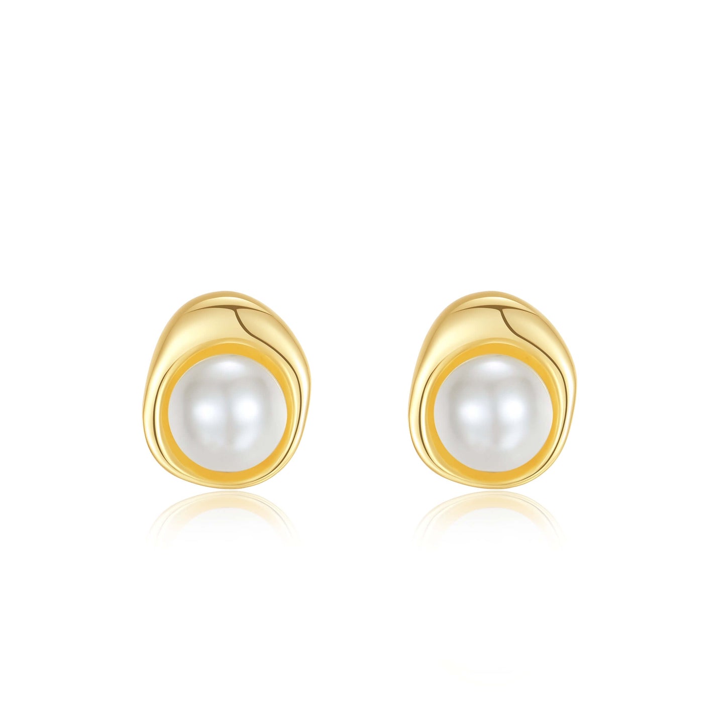 Elysian Freshwater Pearl Stud Earrings by SUIHE Jewelry, featuring 8mm pearls and 18k Gold Vermeil, elegant hypoallergenic design.