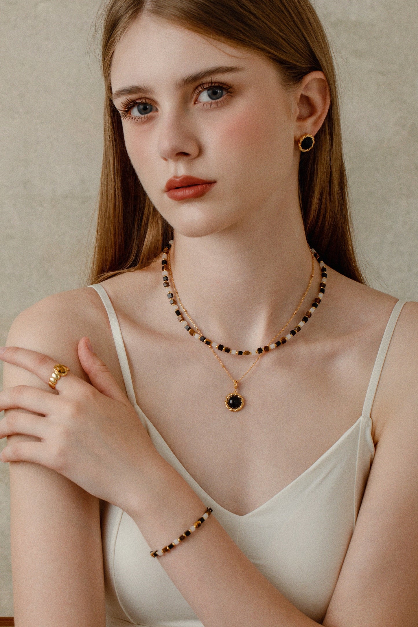 「Marble」Natural Square Gemstone Bracelet