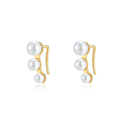 SUIHE Jewelry Flare earrings with freshwater pearls in 18k gold vermeil, hypoallergenic design, elegant and timeless style.