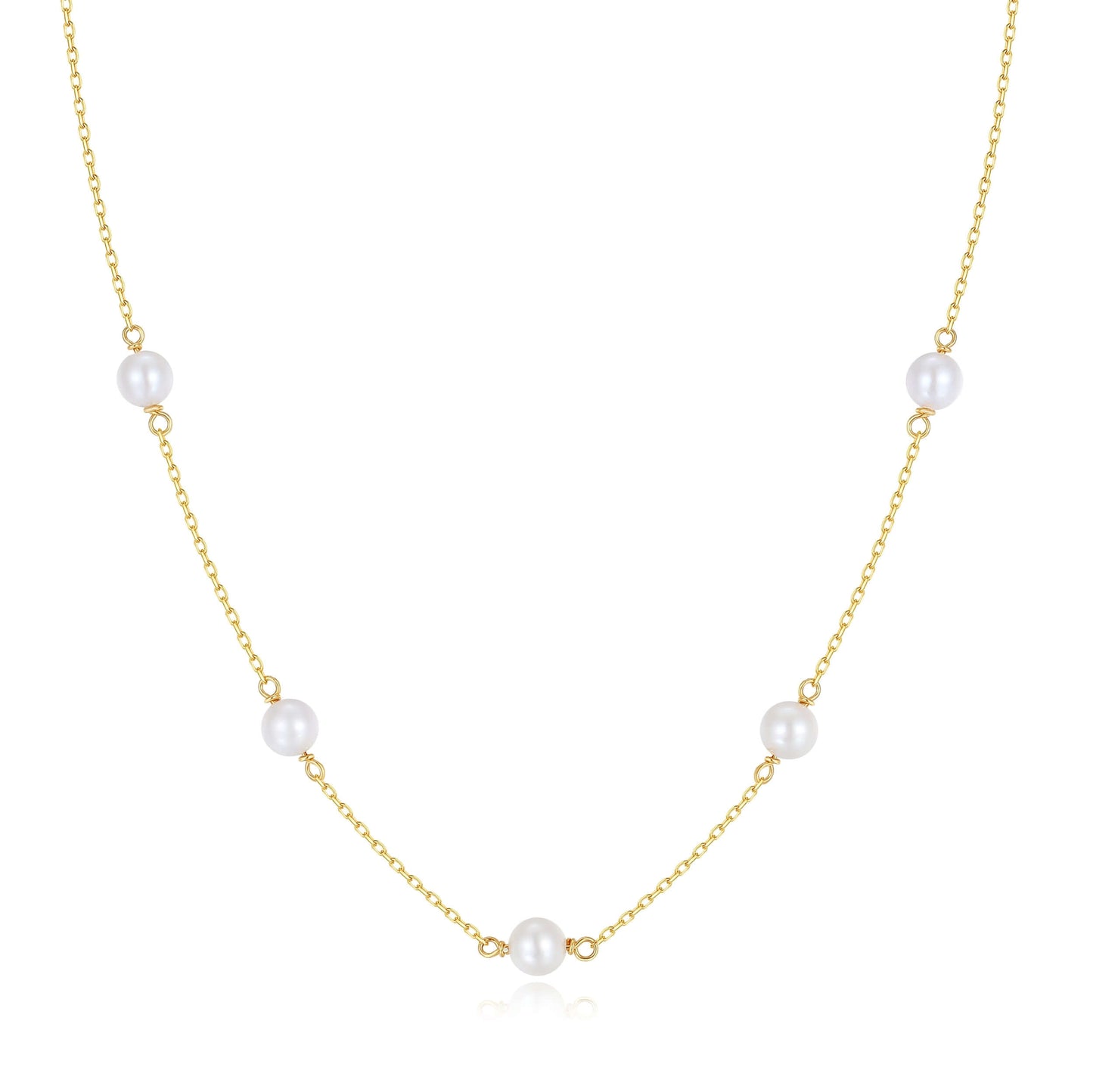 SUIHE Jewelry "Starry Night" Akoya Pearl Necklace with lustrous pearls on a delicate gold chain, symbolizing celestial elegance.