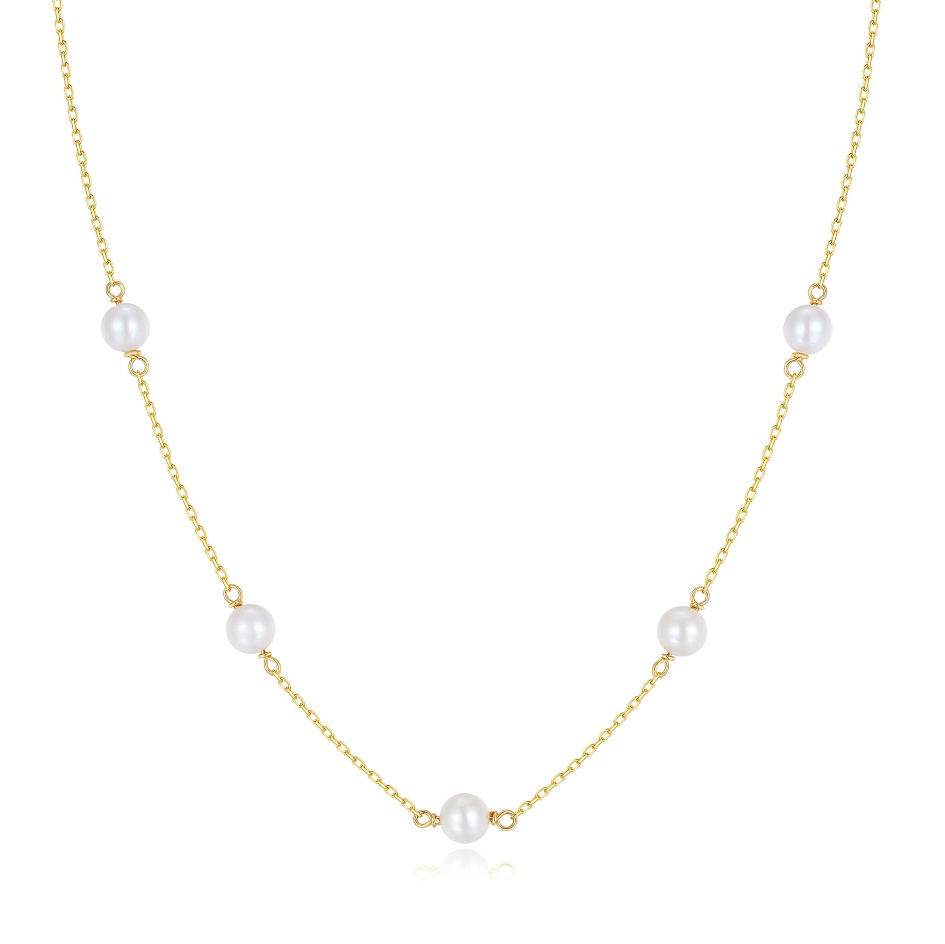 SUIHE Jewelry "Starry Night" Akoya Pearl Necklace with lustrous pearls on a delicate gold chain, symbolizing celestial elegance.