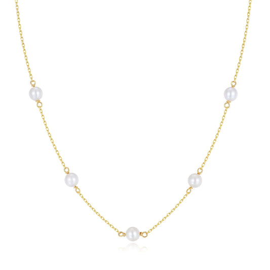 SUIHE Jewelry "Starry Night" Akoya Pearl Necklace with lustrous pearls on a delicate gold chain, symbolizing celestial elegance.