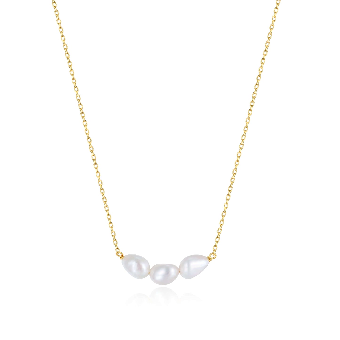 Baroque Tears freshwater pearl necklace by SUIHE Jewelry with unique baroque pearls on an 18k gold vermeil chain.