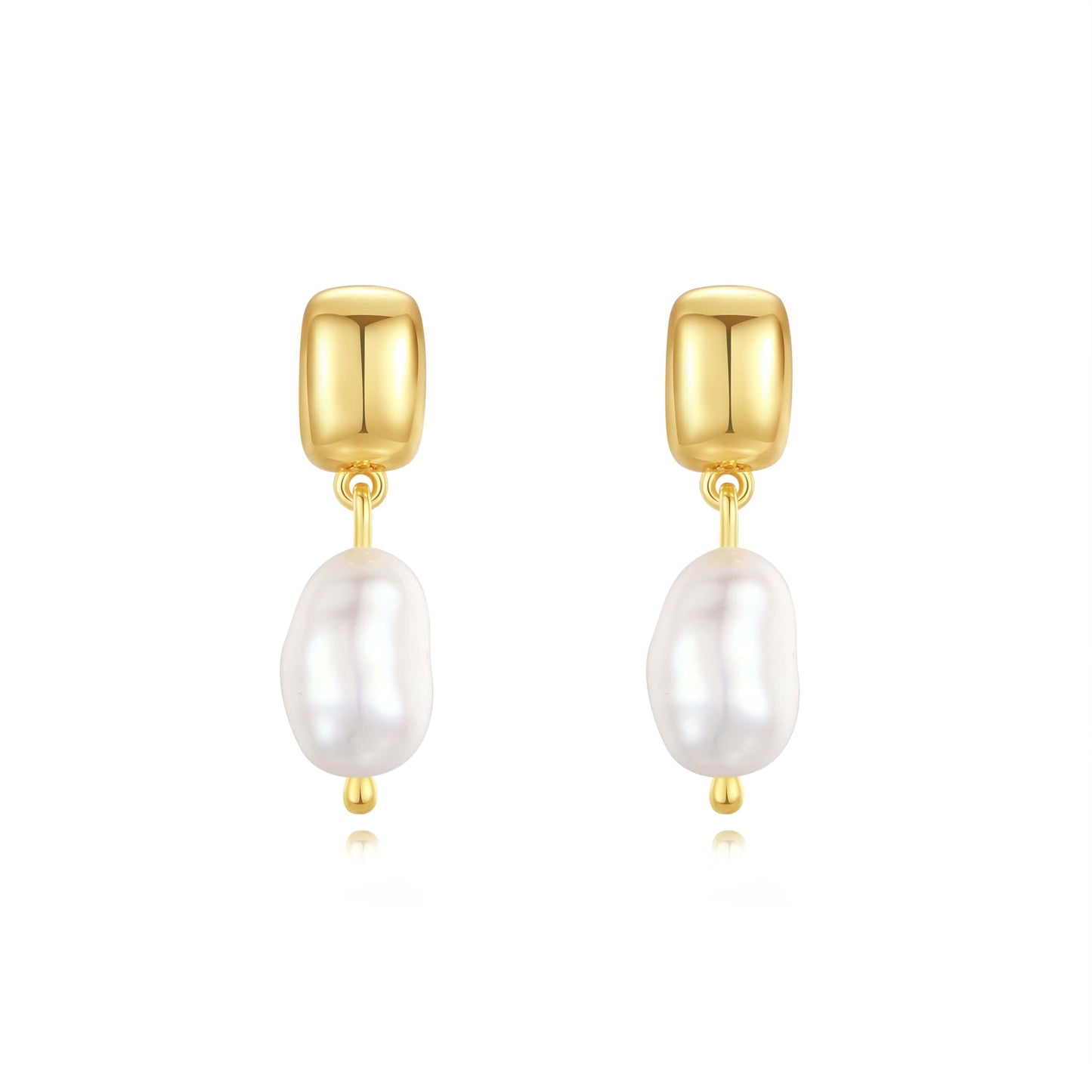 SUIHE Jewelry "Jellybean" Baroque Pearl Earrings with 8-9mm irregular pearls and 18k gold vermeil over sterling silver.