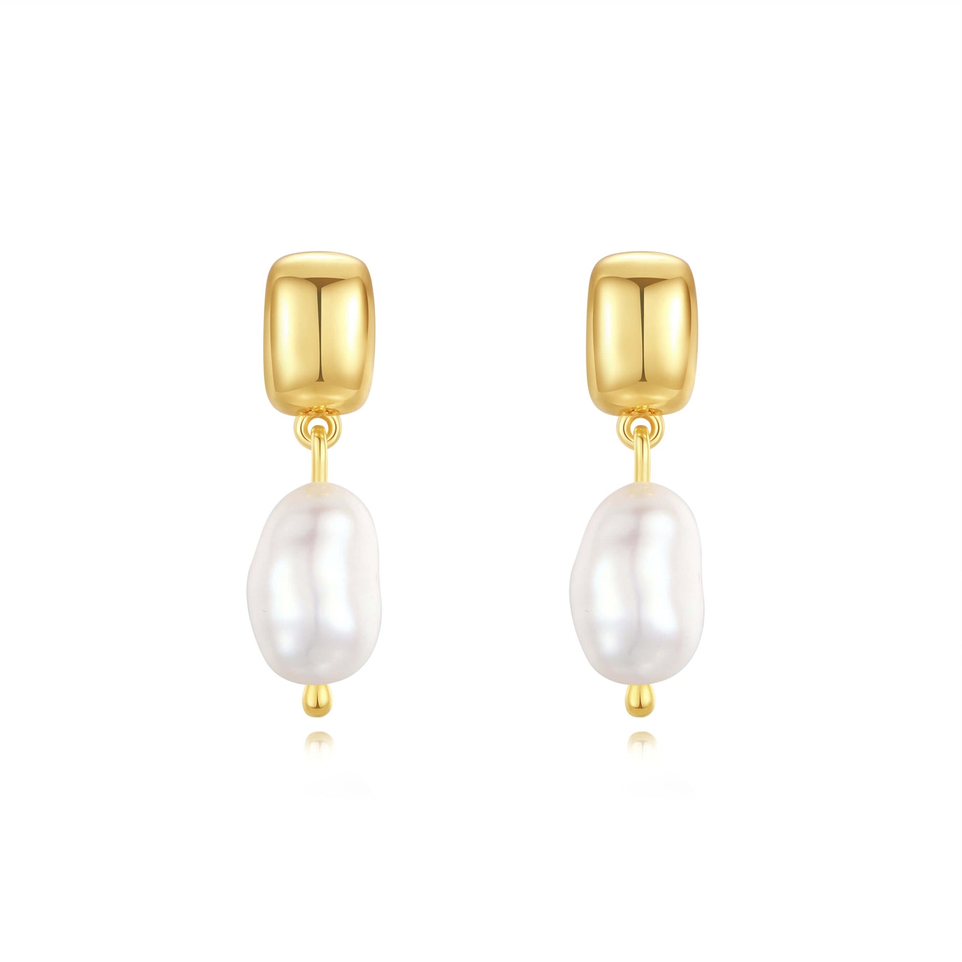SUIHE Jewelry "Jellybean" Baroque Pearl Earrings with 8-9mm irregular pearls and 18k gold vermeil over sterling silver.