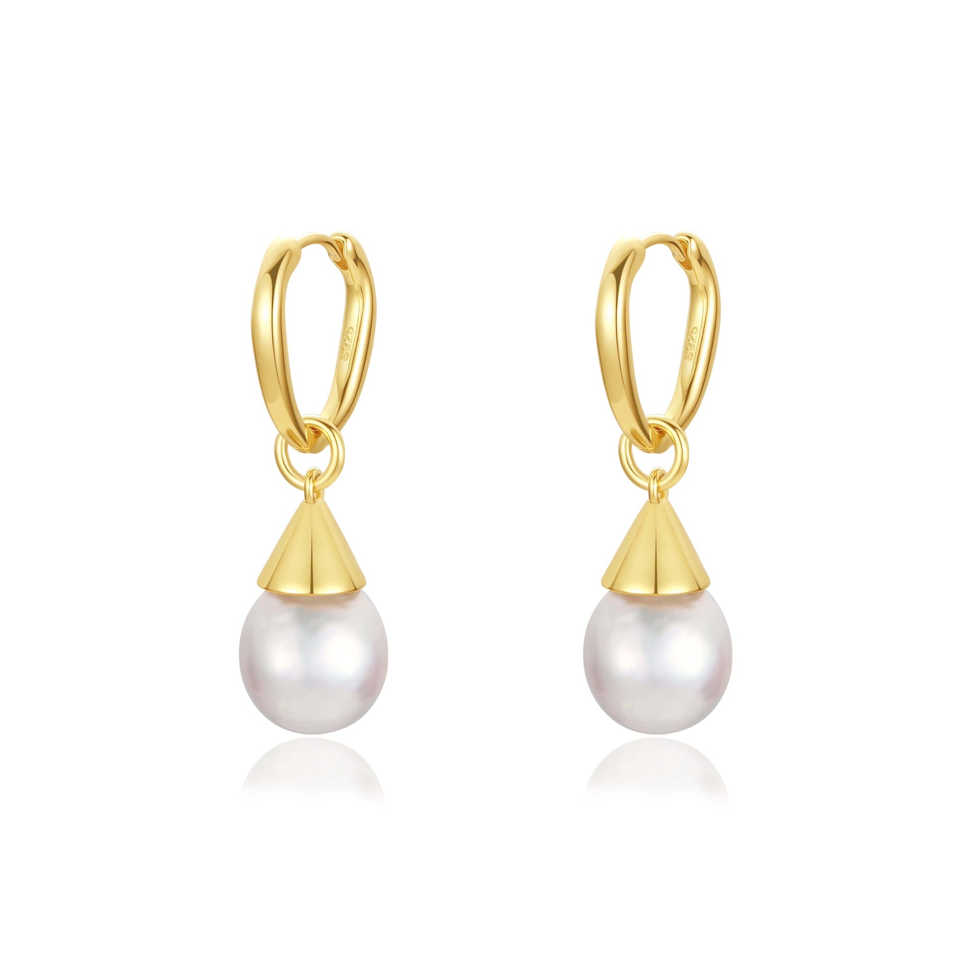 "Dewdrop" Freshwater Pearl Earrings by SUIHE Jewelry with gold-plated sterling silver and large irregular pearls for a bold look.