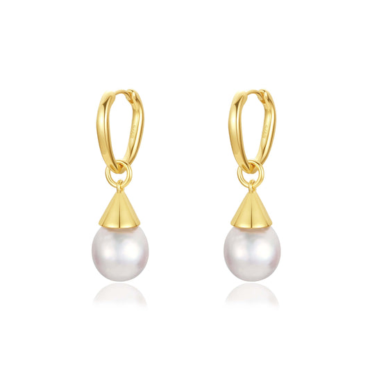 "Dewdrop" Freshwater Pearl Earrings by SUIHE Jewelry with gold-plated sterling silver and large irregular pearls for a bold look.