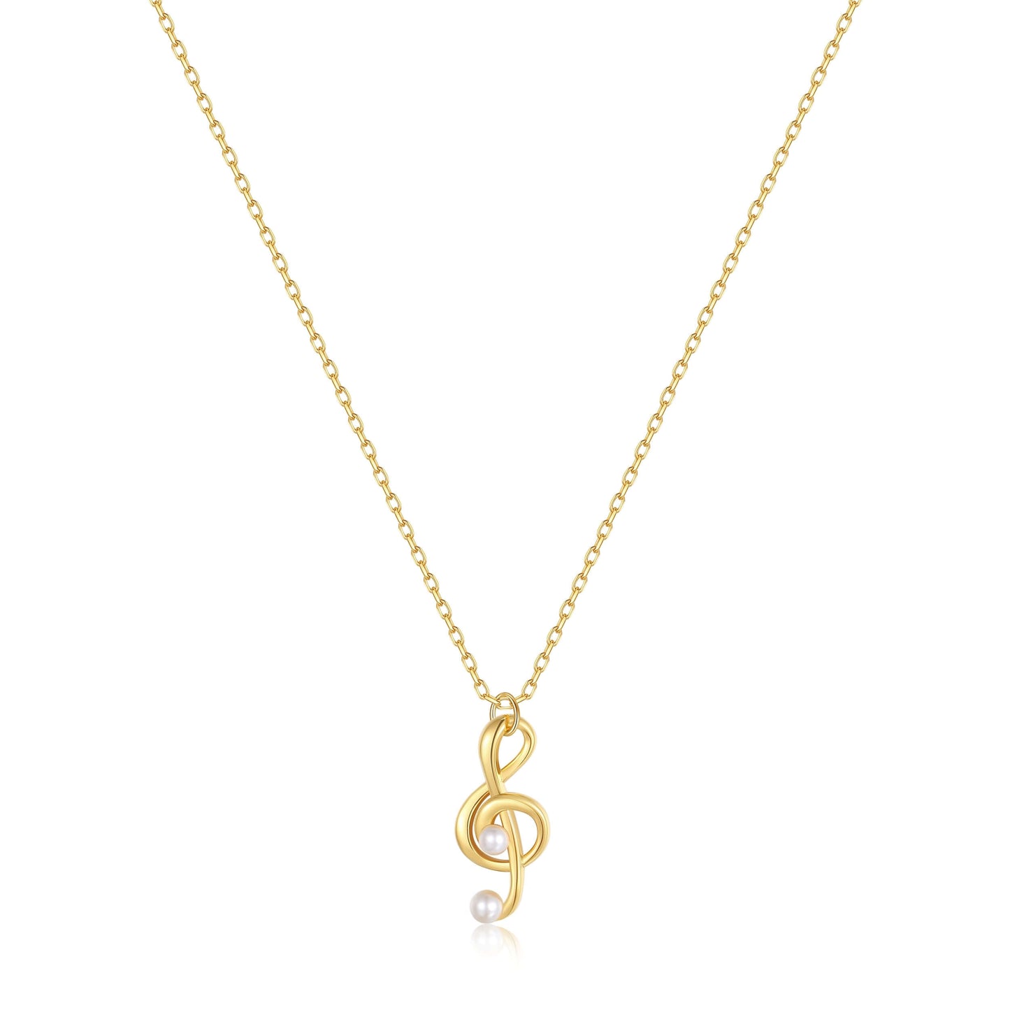 Aria Necklace by SUIHE Jewelry in 18k Gold Vermeil with music note charm, luxurious and durable design, 8mm x 15mm size.
