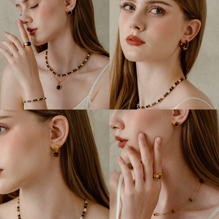 Elegant minimalist vintage jewelry with 18k gold vermeil, showcasing everyday luxury. Affordable and romantic design in Fall 2025 collection.