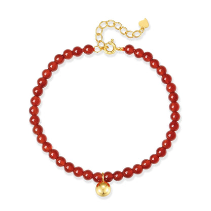 "Lucky" Red Agate Gemstone Bracelet with 18k Gold Vermeil by SUIHE Jewelry, symbolizing hope and fortune, featuring delicate red agate stones.