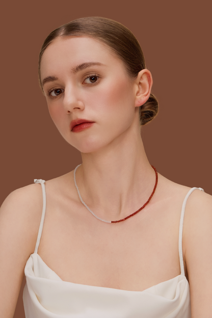 「Lucky」Mini Red Agate Gemstone Beaded Necklace