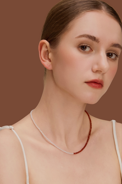 「Lucky」Mini Red Agate Gemstone Beaded Necklace