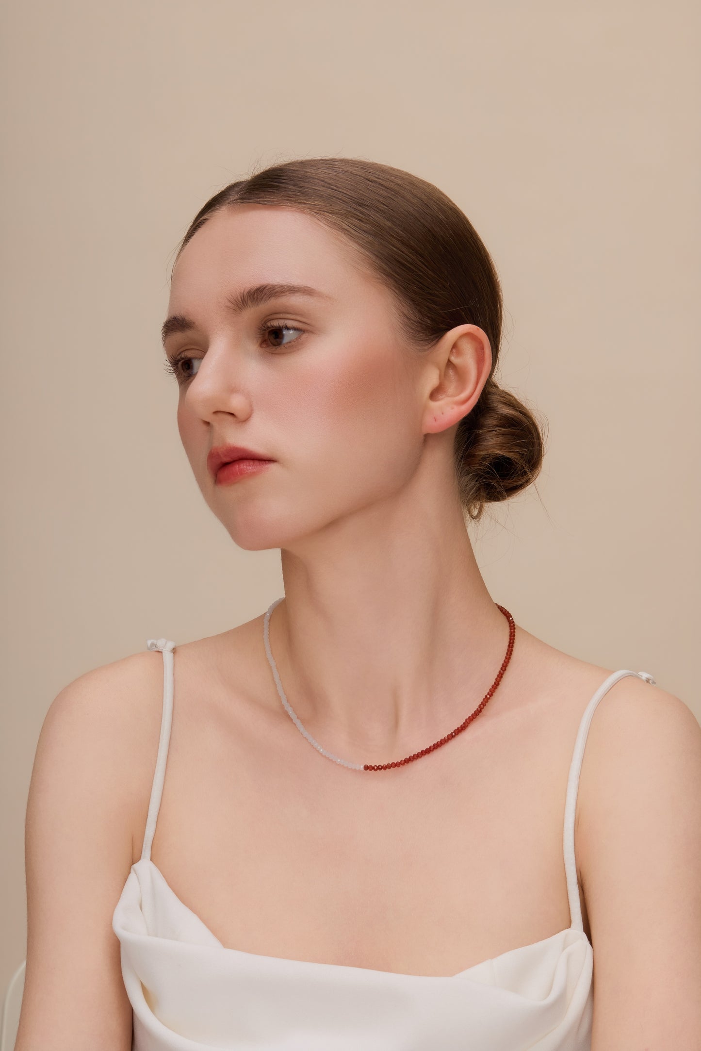 「Lucky」Mini Red Agate Gemstone Beaded Necklace