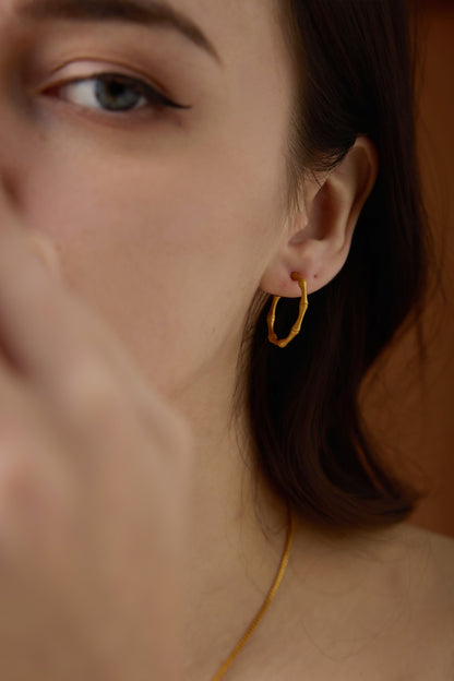 「Bamboo Hoop」 Matte Large Earrings