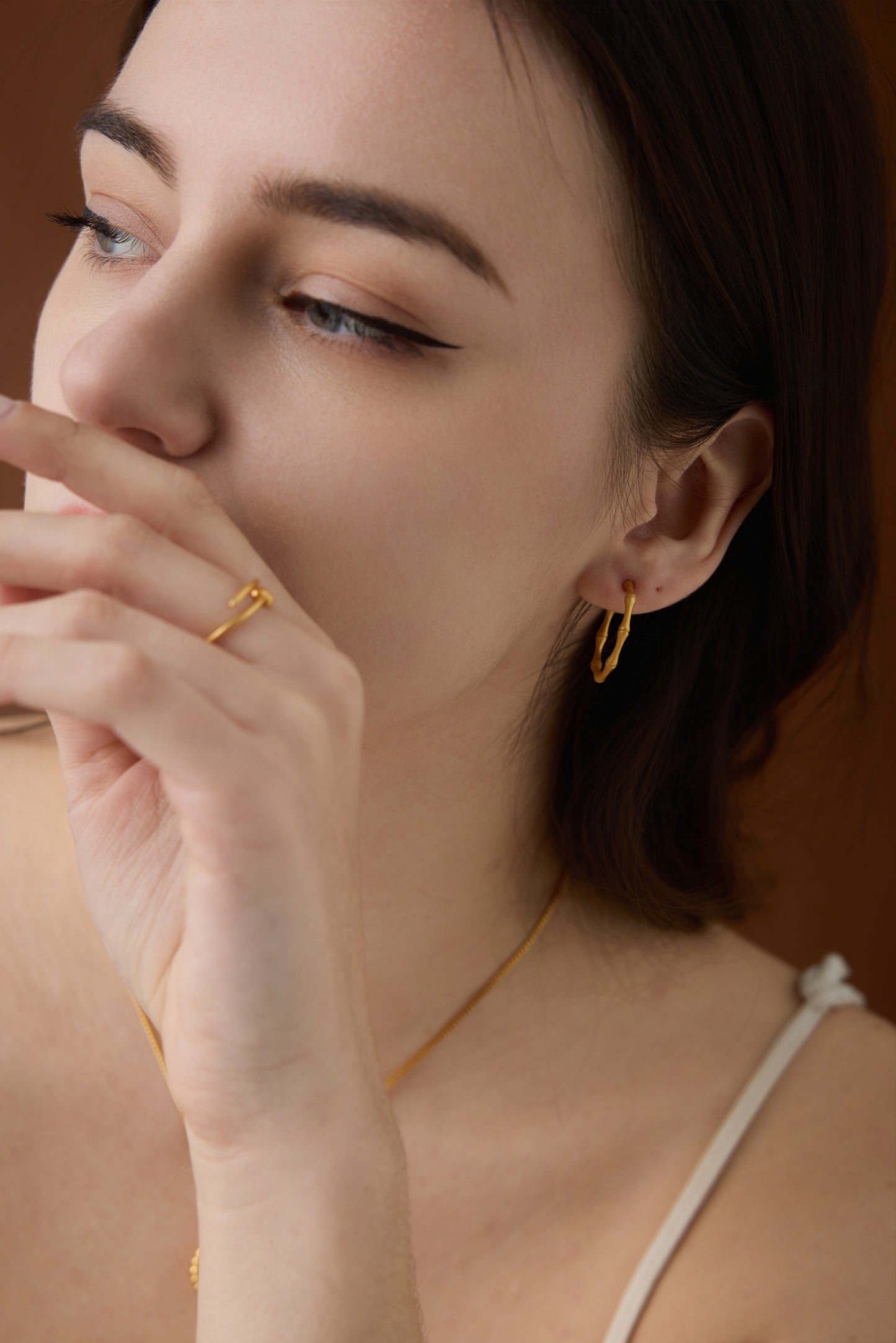「Bamboo Hoop」 Matte Large Earrings