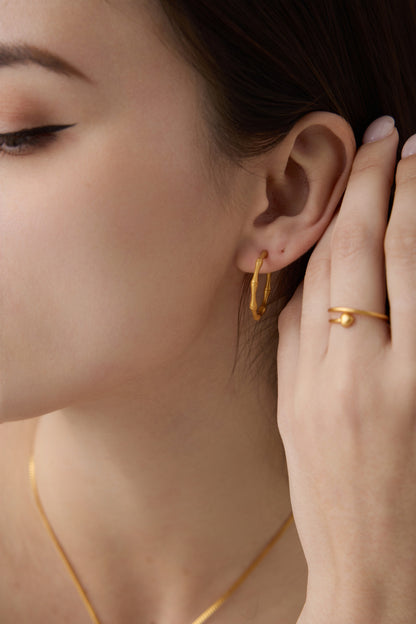 「Bamboo Hoop」 Matte Large Earrings