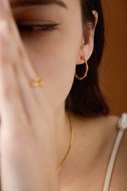 「Bamboo Hoop」 Matte Large Earrings
