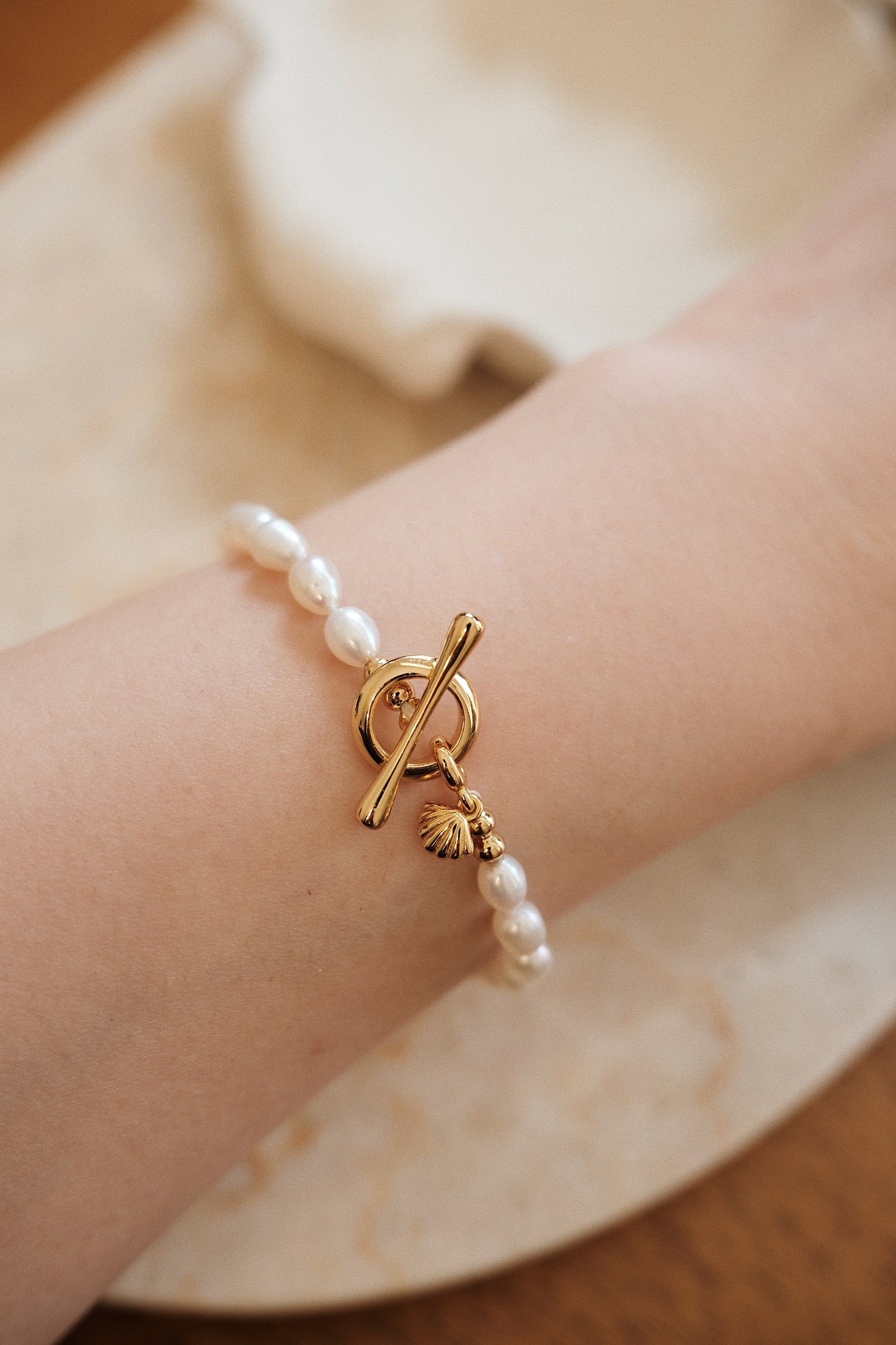 「Ocean Waltz」Freshwater Pearl Mini  Shell Charm bracelet
