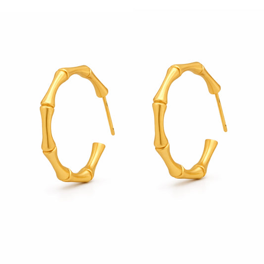 「Bamboo Hoop」 Matte Large Earrings