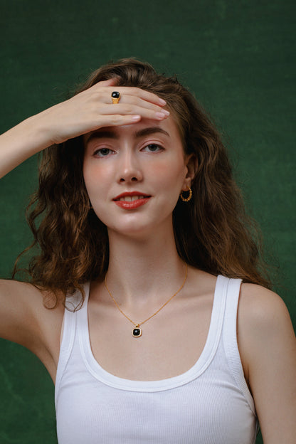「Nocturne」Black Onyx Square Ring