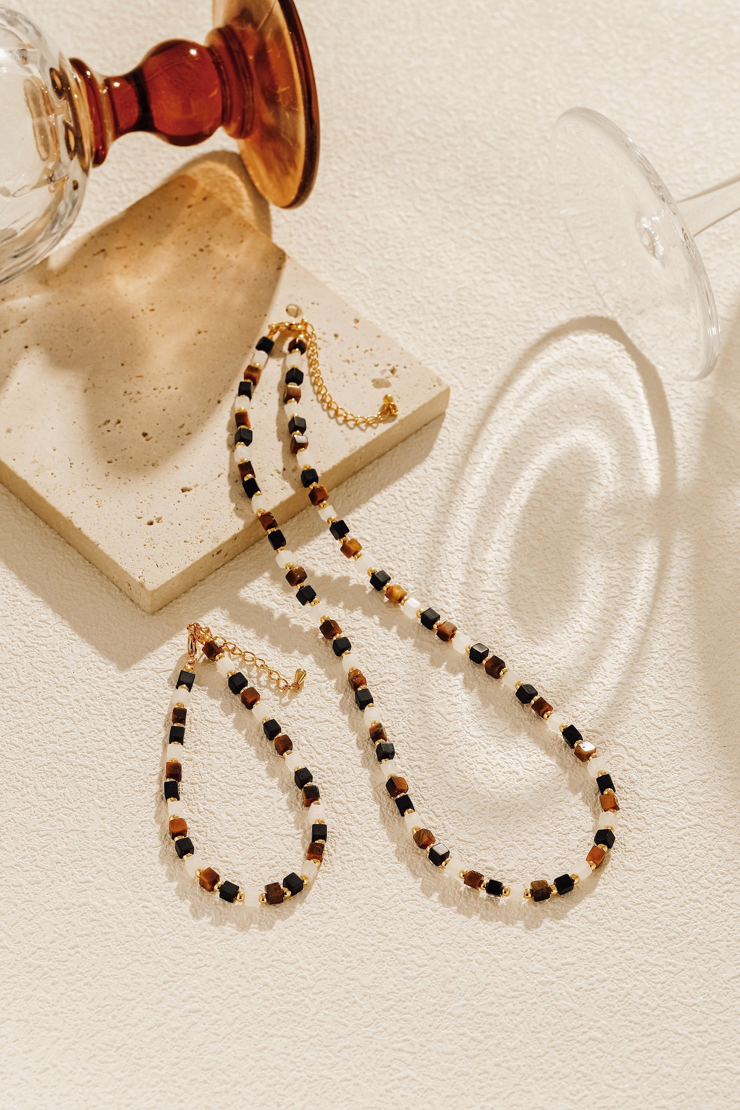「Marble」Natural Square Gemstone Necklace