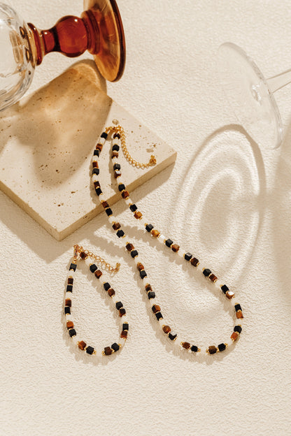 「Marble」Natural Square Gemstone Necklace