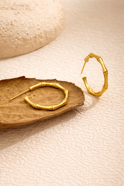「Bamboo Hoop」 Matte Large Earrings