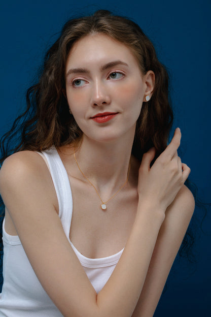 「Moonlight」 Mother-of-Pearl Stud Earrings