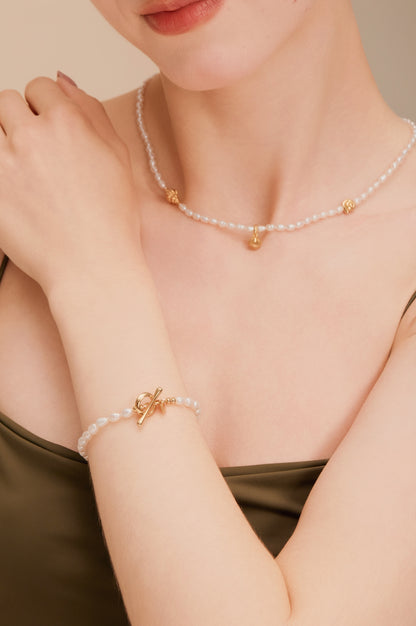 「Ocean Waltz」Freshwater Pearl Mini  Shell Charm bracelet