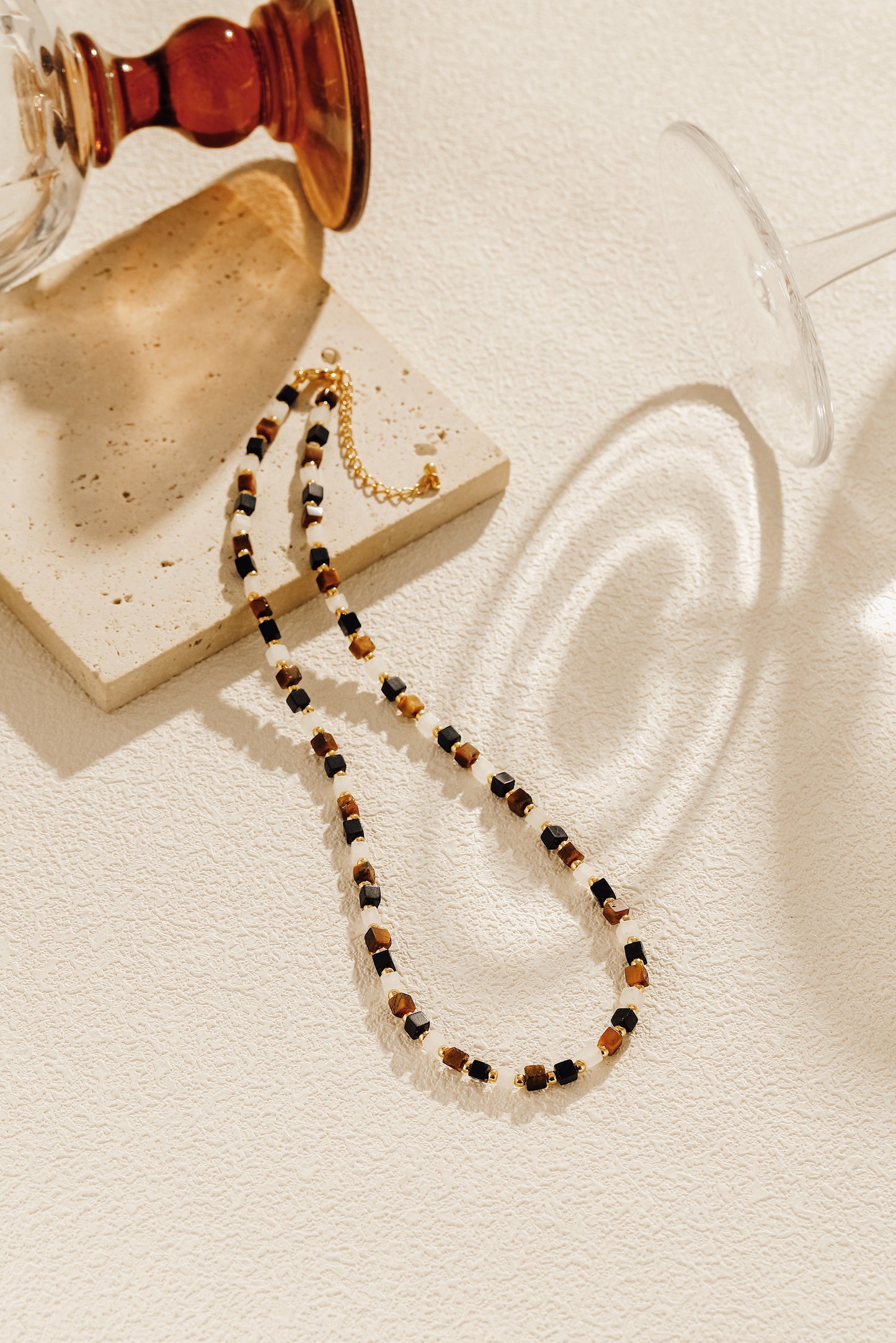 「Marble」Natural Square Gemstone Necklace