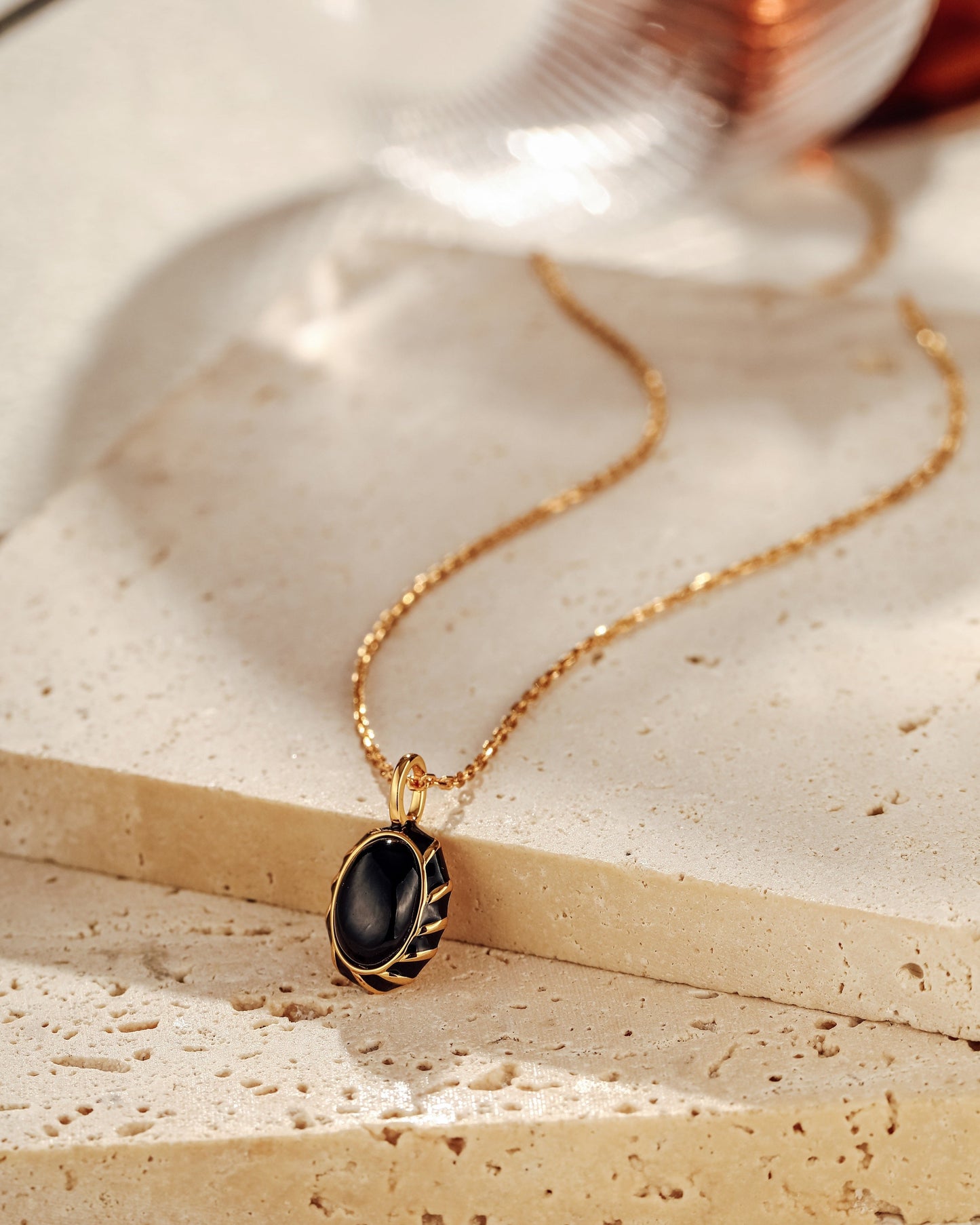 「Eclipse」Black Onyx and Enamel Necklace