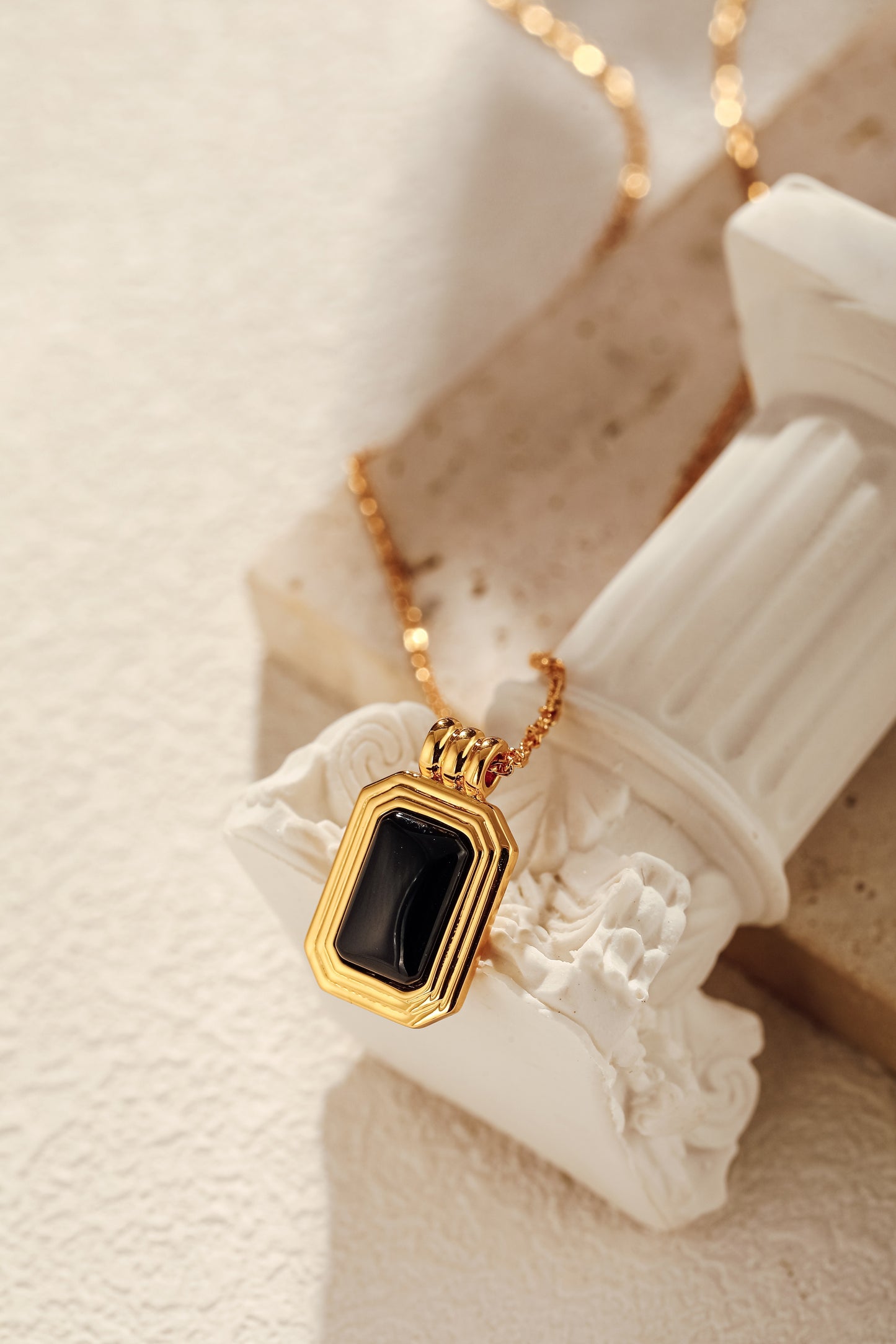 「Nocturne」Black Onyx Rectangle Necklace